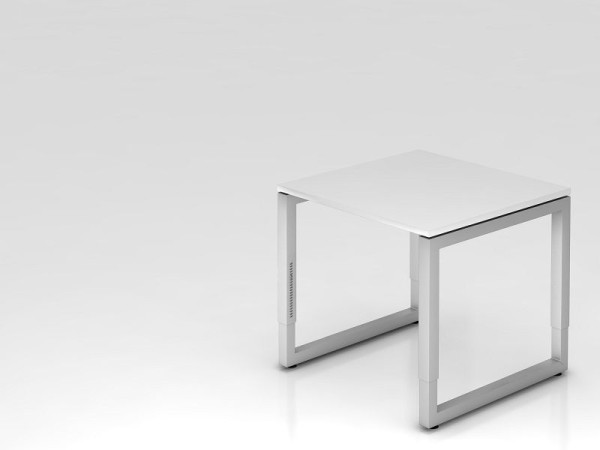 Hammerbacher Schreibtisch O-Fuß eckig 80x80cm Weiß, Rechteckform mit schwebender Tischplatte, VRS08/W/S