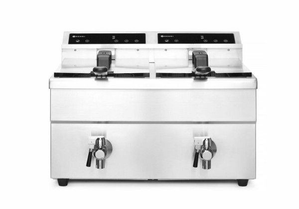 Hendi Induktionsfritteuse mit Ablasshahn, 2x 8 Liter Kitchen Line - doppelt, 215029