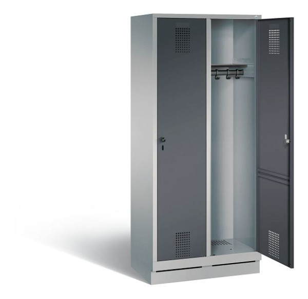 C+P Garderobenschrank Evolo, H1800xB810xT500mm, Farbe: Weißaluminium / Anthrazitgrau, 48020-22 S10766