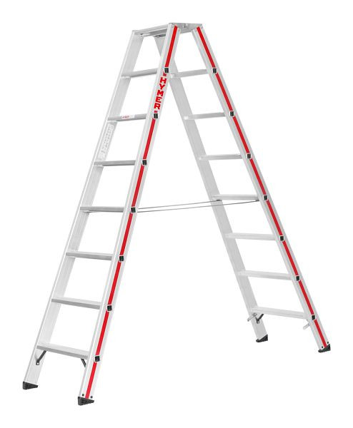HYMER Stufenstehleiter, beidseitig begehbar, 2x8 Stufen, Länge 2,05 m, Standhöhe: 1,38 m, 802416