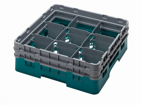Cambro Spülkorb mit 9 Fächer Camrack® 13,2 cm Türkis, 9S434414