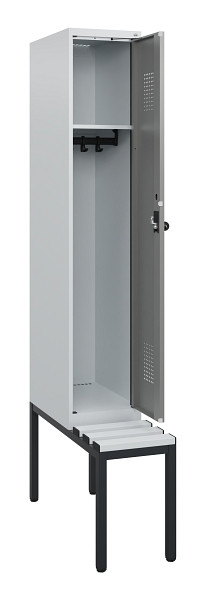 C+P Spind Evolo PLUS, 1 Abteil, 1950x300x815mm, 7035/0004, Drehriegel, Sitzfläche Kunststoff, Sitzbank, 0490505-10 S10068