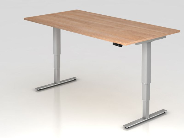 Hammerbacher Sitz-Steh-Schreibtisch elektrisch 200x100cm Nussbaum, Arbeitshöhe 63,5 -128,5 cm, VXDSM2E/N/S