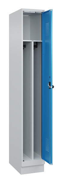C+P Spind Evolo PLUS, mit Sockel, 1 Abteil, 1950x300x500mm, 7035/5012, Verschluss Drehriegel, 049020-10F S10007