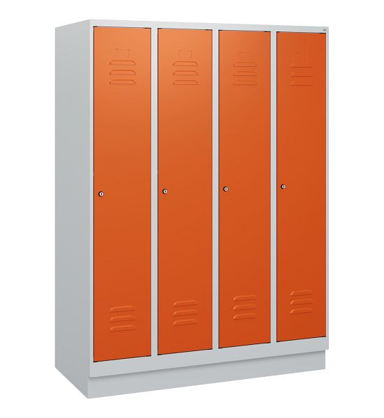 C+P Umkleidespind Classic PLUS, Sockel, 4 Abteile, 1630x1200x500mm, 7035/2004, Zylinderschlösser, 0800205-40 S10031