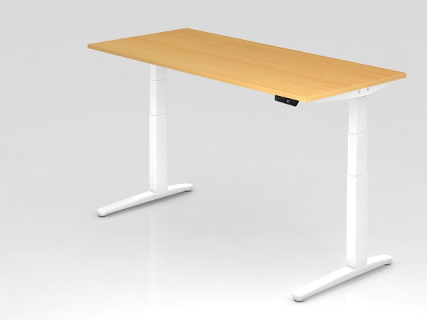 Hammerbacher Sitz-Steh-Schreibtisch elektrisch 180x80cm Buche/Weiß, Rechteckform, VXBHM19/6/WW