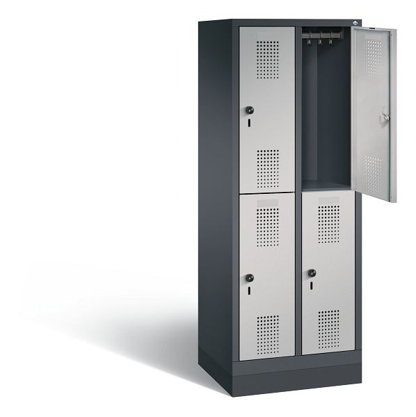 C+P Spind doppelstöckig Evolo, H1600xB610xT500mm, Farbe: Schwarzgrau / Weißaluminium, 483206-20 S10064