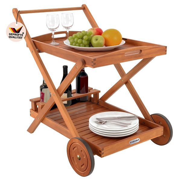 casaria Servierwagen mit Rollen Akazienholz FSC®-zertifiziert, 100537