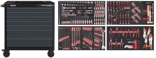 Kraftwerk BT900 Werkstattwagen, 7 Schubladen, PRO + HT, anth, 272-teilig, 102.217.203