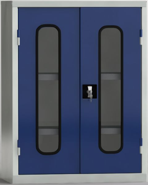 KLW Universalschrank 750mm breit, 1000x750x430mm, Flügeltüren mit Acrylglasfenster, 2 verstellbare Fachböden, verzinkt, 7FN-CF1000FD-7524XRB