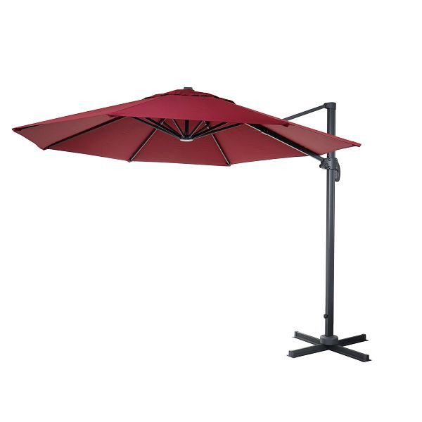 Mendler Gastronomie-Ampelschirm HWC-A96, Sonnenschirm, rund Ø 3,5m Polyester Alu/Stahl 26kg, bordeaux ohne Ständer, 138549
