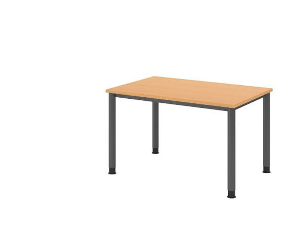 Hammerbacher Schreibtisch HS12, 120 x 80 cm, Platte: Buche, 25 mm dick, 4-Fuß-Gestell in Graphit, Arbeitshöhe 68,5-81cm, VHS12/6/G