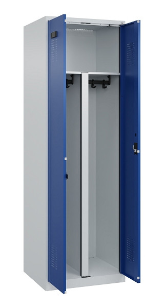 C+P PSA Schwarz-Weiß-Spind Evolo PLUS, 2 Abteile, 1850x600x500mm, 7035/5010, Zylinderschloss, 049002-20P S10033