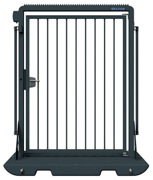 SCHAKE-VECTOR Mobile Tür V-Door, verzinkt + schwarz-matt pulverbeschichtet, ohne Zutrittskontrolle, auf Plattform montiert, mit Klinke, VPDP22SOB0192