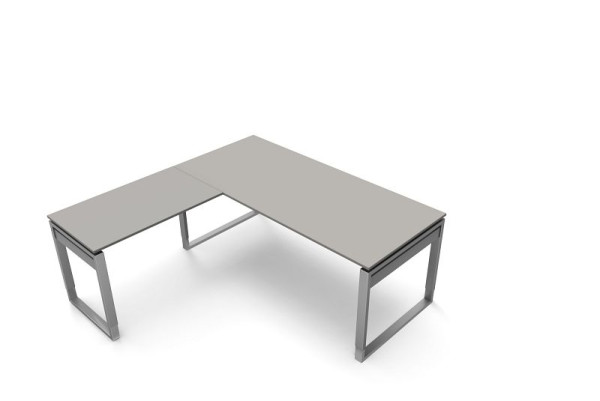 Kerkmann Schreibtisch B 1800 x T 800 x H 680-820 mm mit Anbautisch, Form 5, Farbe: Grafit, 11405812
