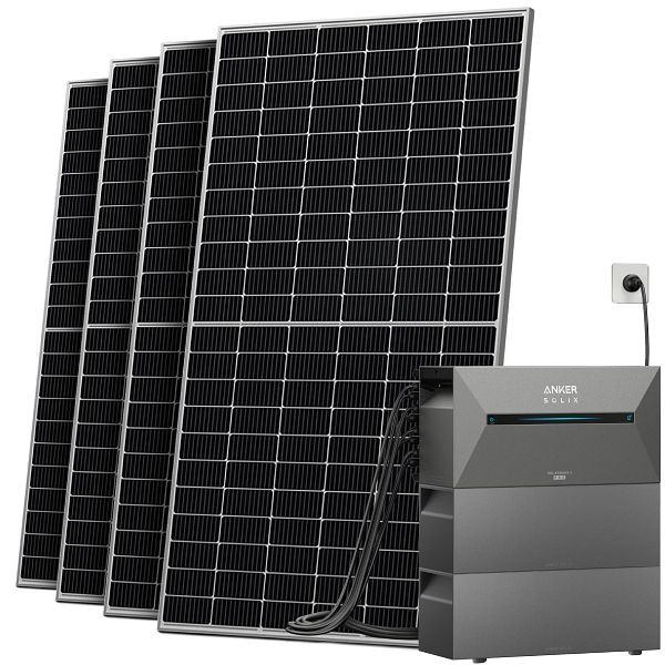 Solarway Balkonkraftwerk 2000W Pro, Anker SOLIX Solarbank 2 E1600 Pro 4,8 kWh Speicher, mit Ziegeldachhalterung, SHY-4-500-PRO-2EB-ZD
