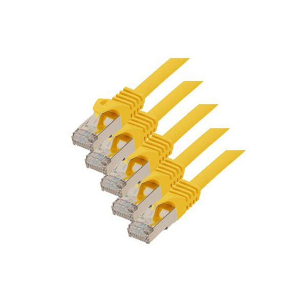 S-Conn RJ45 Patchkabel S/FTP, PIMF, Rohkabel CAT 7 Halogenfrei VE: 5 Stück, gelb, 5,0m, 75515-Y-SET5
