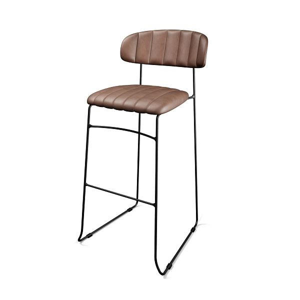 Feros Mundo Barhocker Cognac, Kunstleder gepolstert, feuerhemmend, 46,5x49x105cm (BxTxH), 53101