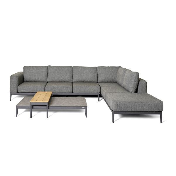 BEST Athene, Lounge-Set mit zwei Beistelltischen, Anthrazit / Teakholz, 586531