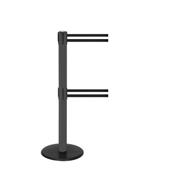 Stein HGS Personenleitsystem -P-Line Duo-, anthrazit, schwarz/weiß/schwarz waagerecht (gestreift), mit magnetischem Gurtendstück, Gurtlänge: 2 x 2,3 m, 36399-0704