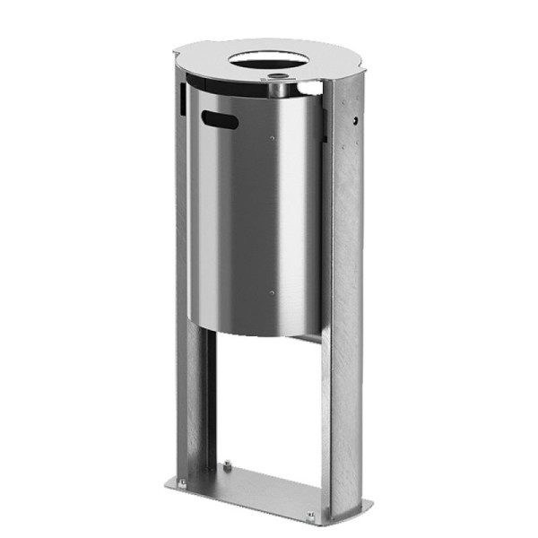 Stein HGS Abfallbehälter 'City 300' mit integriertem Ascher und flacher Abdeckung, zur Wandmontage, ohne Farbe, 12669-01