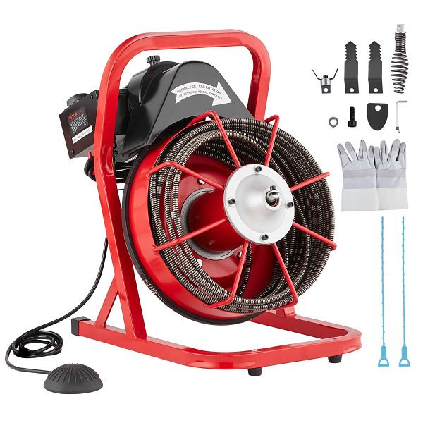 VEVOR Rohrreinigungsmaschine Rohrreinigungsgerät Manuelle Zufuhr 15mx​9,53mm, SDJJKLSGDSTJVQGHEV2