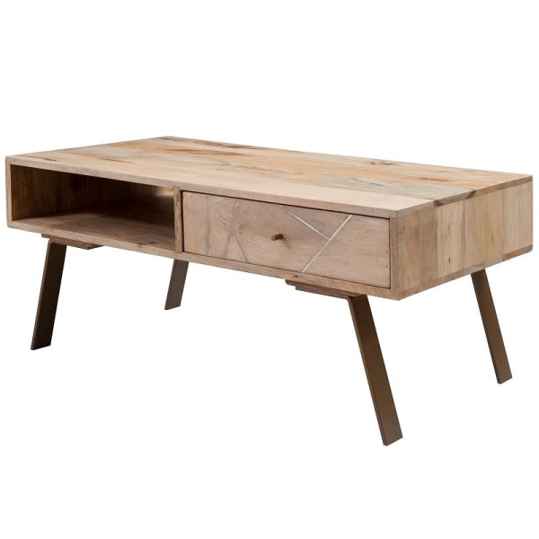 Wohnling Couchtisch SIKAR 95x42x50cm Mango Massivholz/Metall, WL5.608