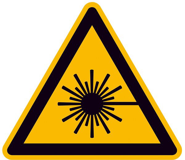 SafetyMarking Warnschild, Warnung vor Laserstrahl, Länge 1,5 cm, Folie, selbstklebend, VE: 114 Stück/Bogen, 30.0201