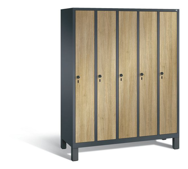 C+P Spind Evolo, 5 Abteile, H1850xB1480xT500 mm, Anthrazit/HPL Eiche, 48010-50 S10310