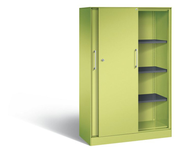 C+P Schiebetürenschrank Asisto, H1635xB1000xT435mm, Farbe: Viridingrün / Viridingrün, Bügelgriff, 4 OH, 142012-000 S10042