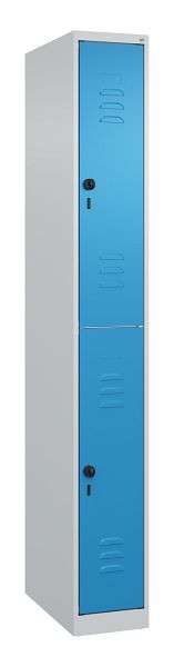C+P Doppelstöckiger Spind Classic PLUS, 1850x250x500mm, 7035/5012, Drehriegel, 080300-19 S10004