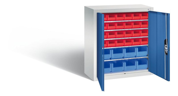 C+P Magazinschrank Serie 13, H830xB700xT300mm, Farbe: Lichtgrau / Enzianblau, Muldengriff, 134013-24 S10033