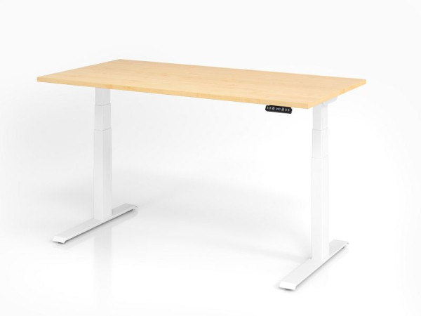 Hammerbacher Schreibtisch XDKB16, 160 x 80 cm, Platte: Ahorn, 25 mm dick, ABS-Dickkante, Rechteckform, Weiß, VXDKB16/3/W