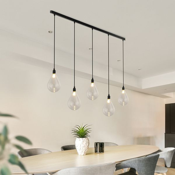 HOME DELUXE Hängeleuchte aus Glas CELIA Transparent, 5-flammig, 61079