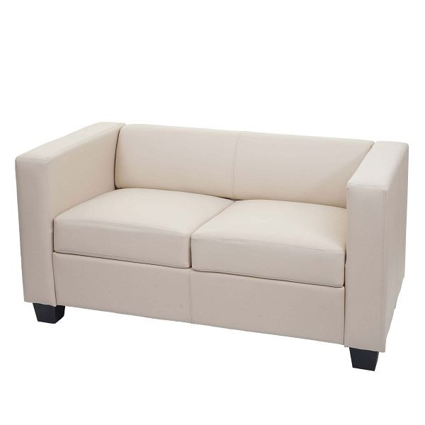 Mendler 2er Sofa Couch Loungesofa Lille, Leder, creme, 17638+17639