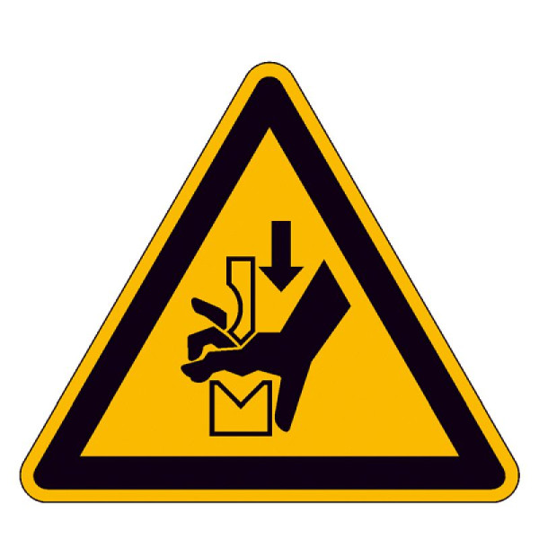 Stein HGS Warnschild, Warnung vor Quetschgefahr der Hand zwischen den Werkzeugen einer Presse, 30.a8250