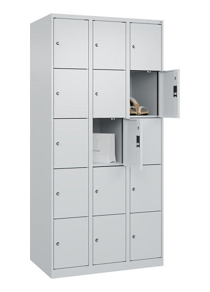 C+P Schließfachschrank Evolo PLUS, 15 Fächer, 1850x900x500mm, 7035/7035, 049000-305 S10013