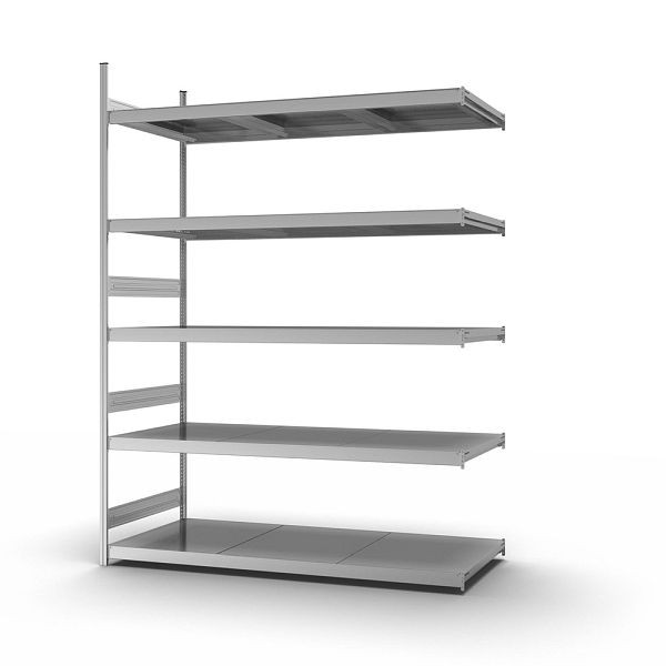 hofe Großfach-Anbauregal, 3000x800x2200 mm, 5 Fachebenen, verzinkt, 350 kg Fachlast, 2000 kg Feldlast, zweiseitige Bedienung, GZA30822B