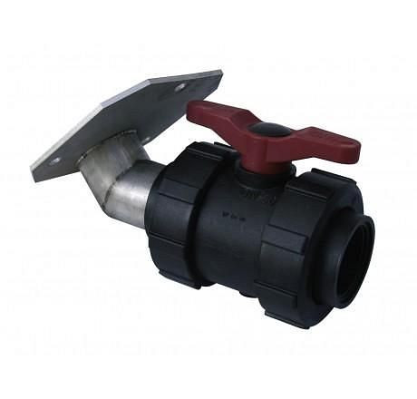 Cemo PVC-Kugelhahn R 1 1/2 mit Edelstahlflansch 75 mm, 6449