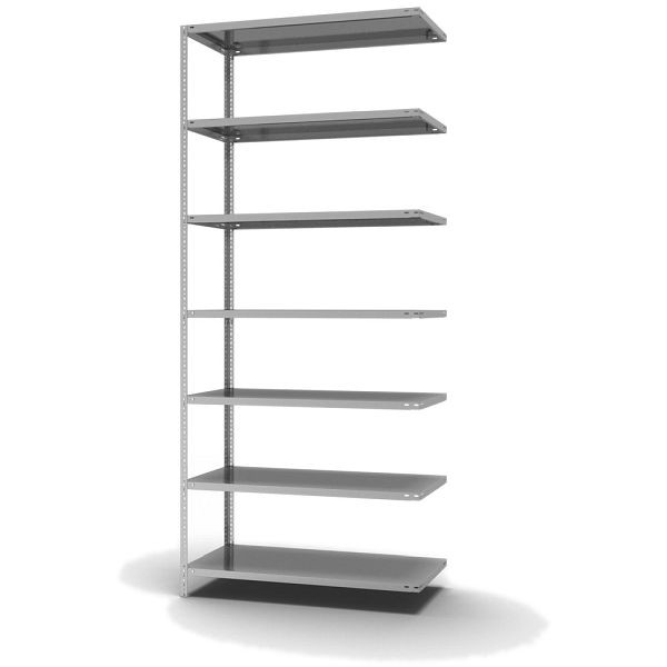 hofe Fachboden-Anbauregal, 3000x600x1300 mm, 7 Fachebenen, verzinkt, 200 kg Fachlast, 1400 kg Feldlast, zweiseitige Bedienung, WZA30613M