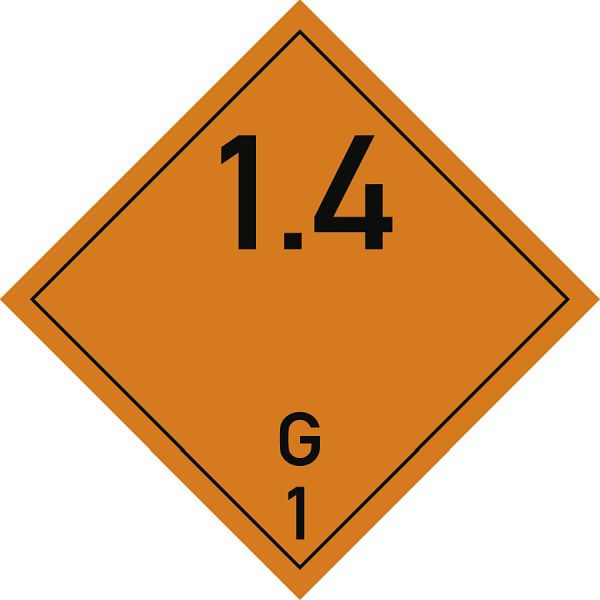 Moedel Gefahrzettel Klasse 1 - Unterklasse 1.4/G, Folie, 100x100 mm, 65950
