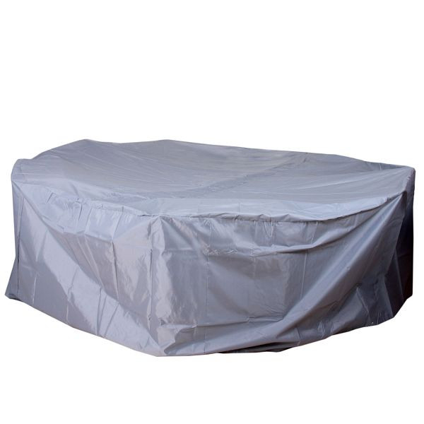 Mendler Abdeckplane Abdeckhaube Schutzplane Schutzhülle für Garnituren, beschichtetes Polyester grau Ø300cm, 54008