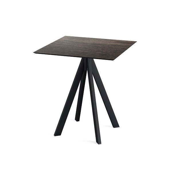 Feros Infinity Terrassentisch Schwarz gestell + Riverwashed Wood HPL 70x70 cm, 120011477