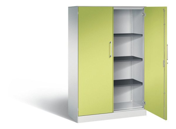 C+P Flügeltürenschrank Asisto, H1635xB1000xT435mm, Farbe: Lichtgrau / Viridingrün, Bügelgriff, 4 OH, 141012-000 S10108