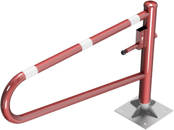 Schake Drehbare Gatterschranke, für Dübel Befestigung, feuerverzinkt, Gesamtbreite: 1500 mm, mit Profilzylinderschloss, beschichtet, 413_151ZBP