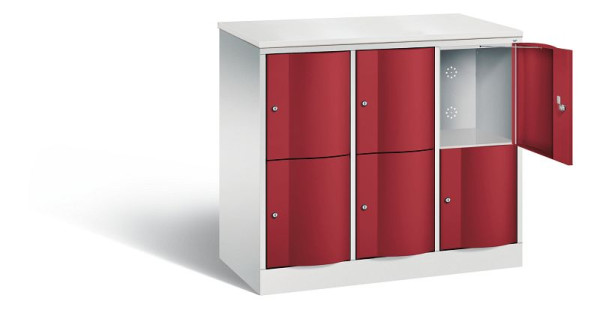 C+P Schließfachschrank Resisto, H1077xB1148xT540mm, Farbe: Lichtgrau / Rubinrot, 8472-372 S10153