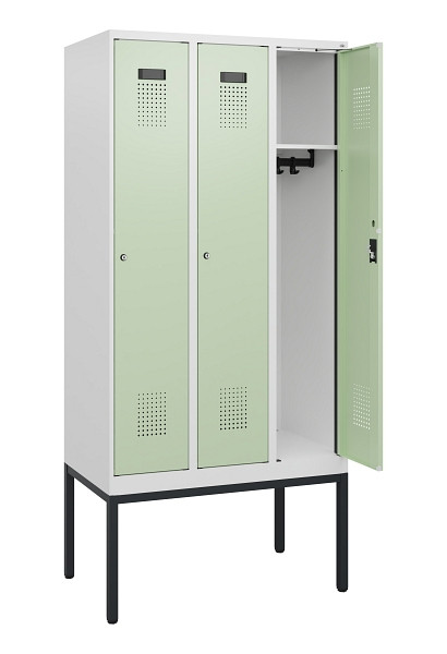 C+P Spind Evolo PLUS, Gestell, 3 Abteile, 1950x900x500mm, 9016/6019, Zylinderschloss, 0490305-30 S10046