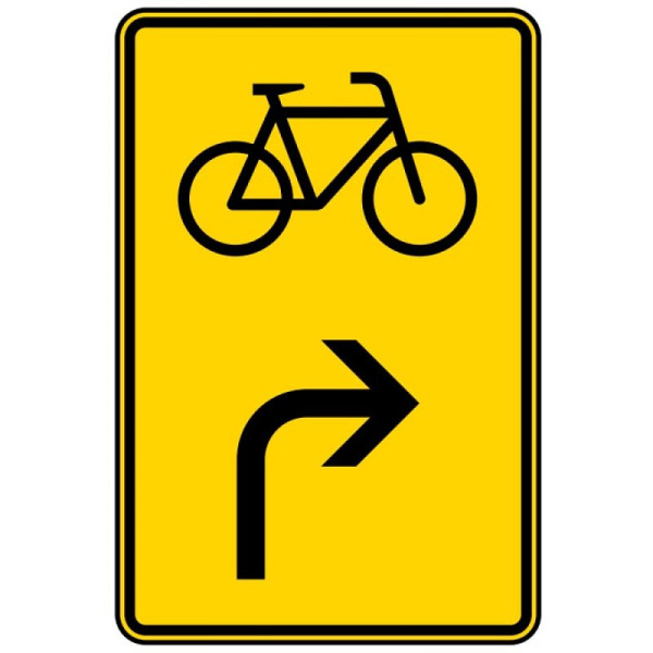Stein HGS Vorwegweiser für Radverkehr rechtsweisend Nr. 442-23, 900x600mm /RA2/Flachform 2mm, 442-23-221