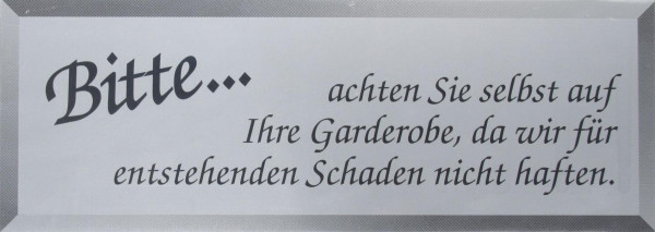 FM Professional Schild -Garderobe- 12,5 x 35 cm Kunststoff, VE: 10 Stück, 21763