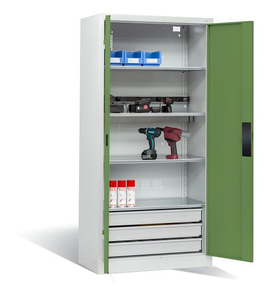 C+P Akkuladeschrank, H1950xB930xT500 mm, Lichtgrau/Resedagrün, 8921-05E1 S10016